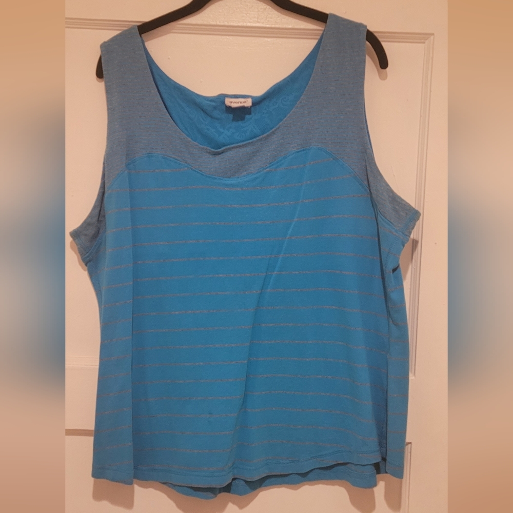 Avenue Blue/Grey Stripe Sweetheart Tank Top